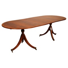 Yew Wood And Mahogany Pedestal Dining Table - England