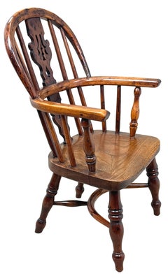 Yew Wood Antique Childs Windsor Armchair