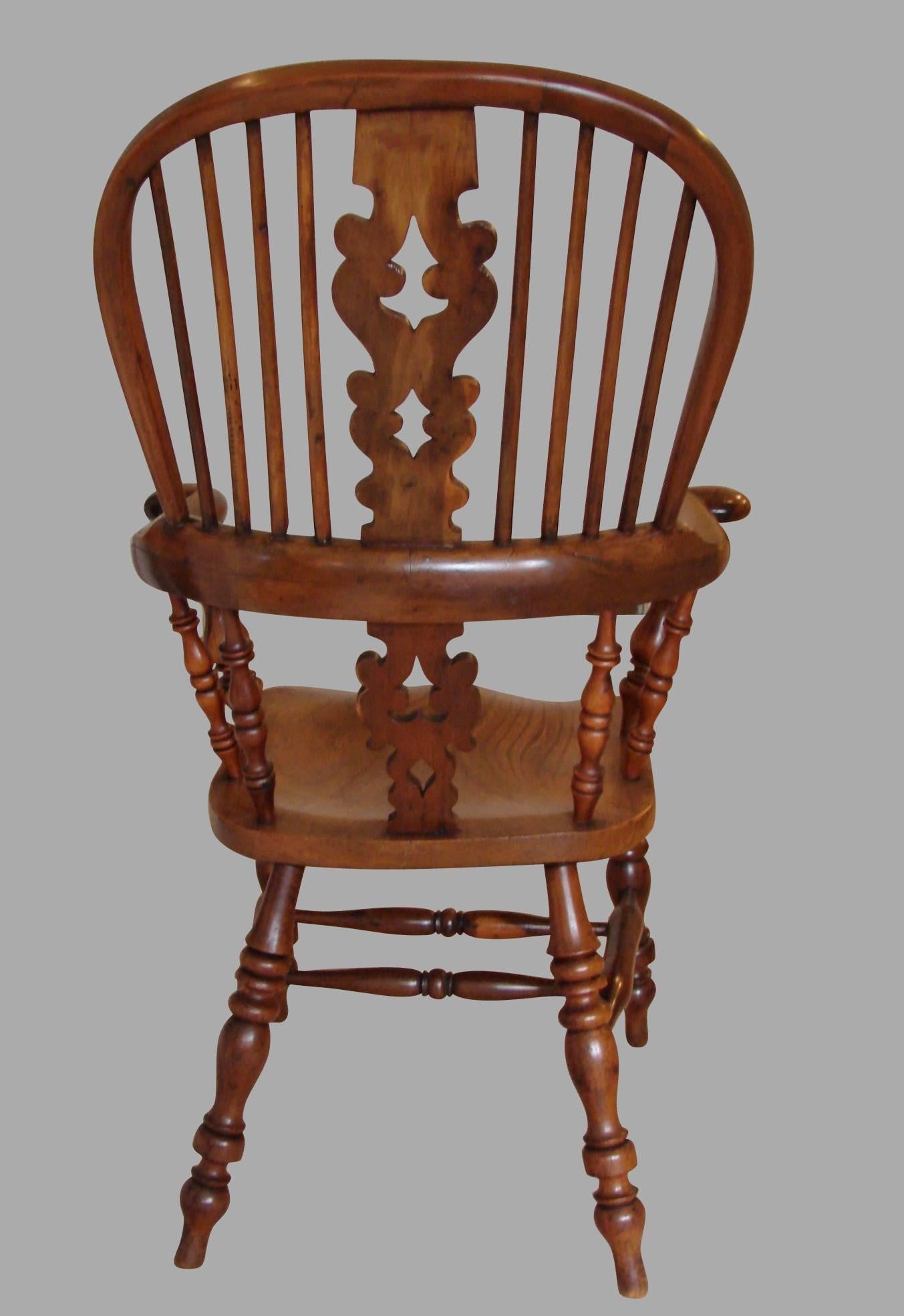 high back wooden chair with arms