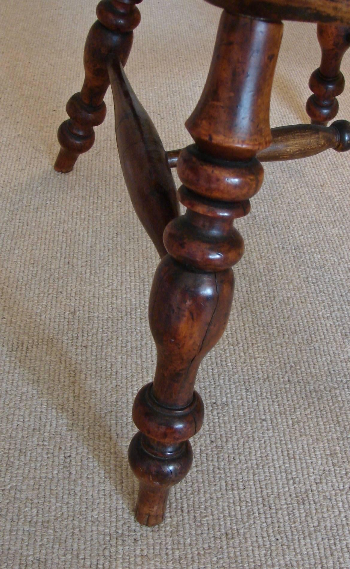 19th Century Yew Wood Broad Arm High Back Windsor Chair