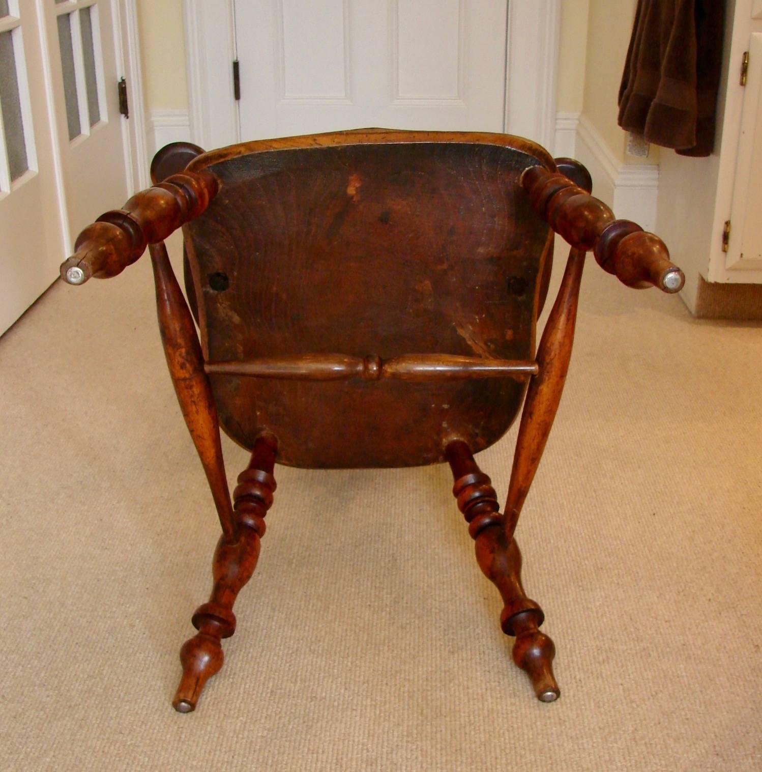 Yew Wood Broad Arm High Back Windsor Chair 1