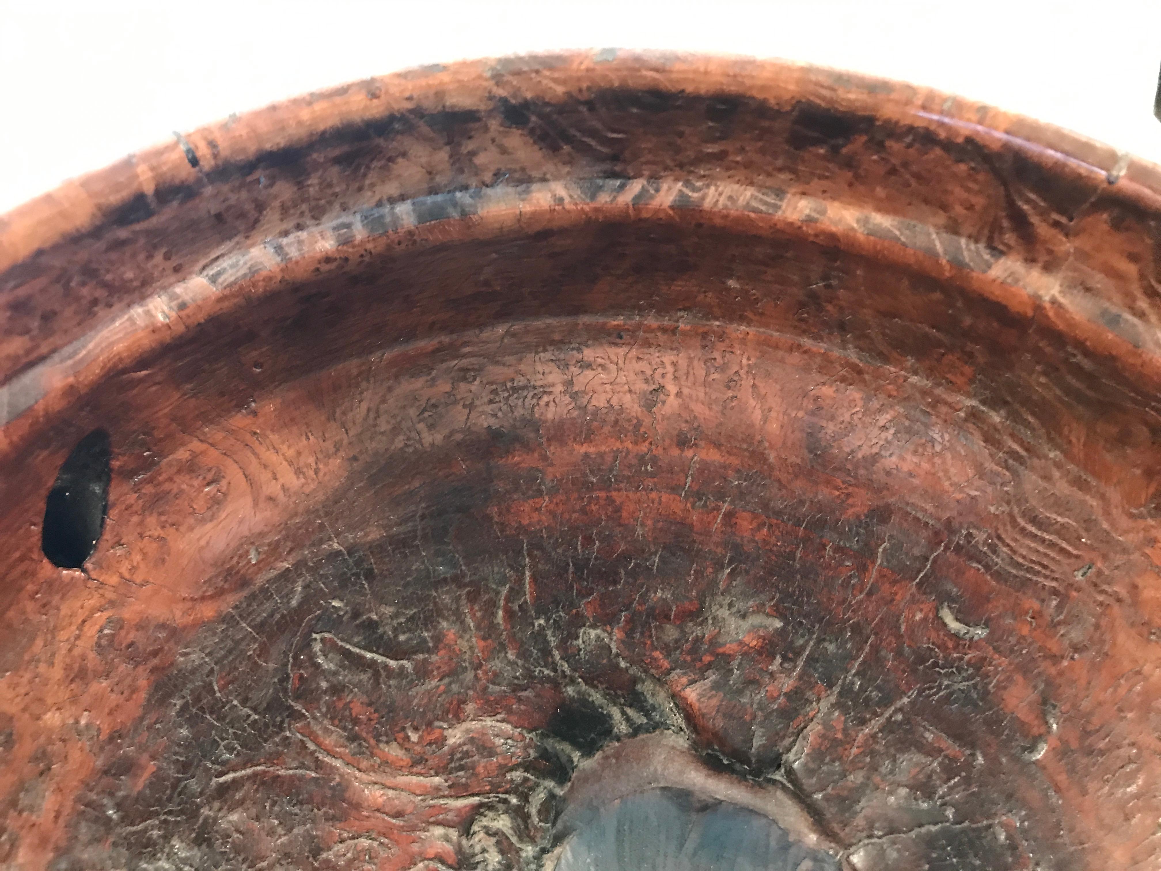 Hand-Crafted Yew Wood Burl Bowl, 19th Century