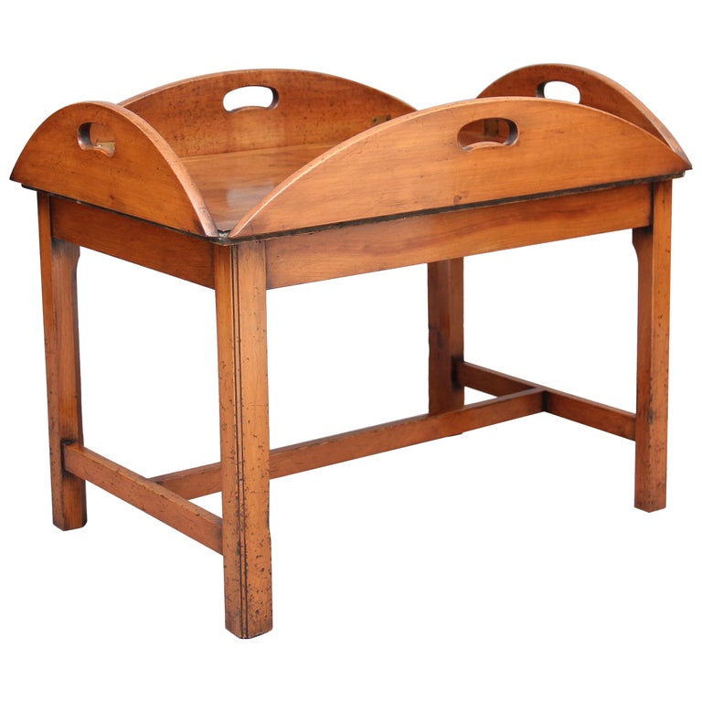 Yew Wood Butlers Tray on Stand at 1stdibs