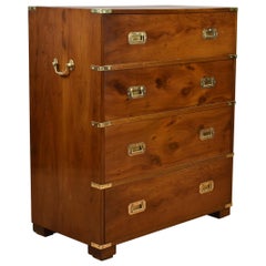 Yew Wood Campaign Style Chest Drawers