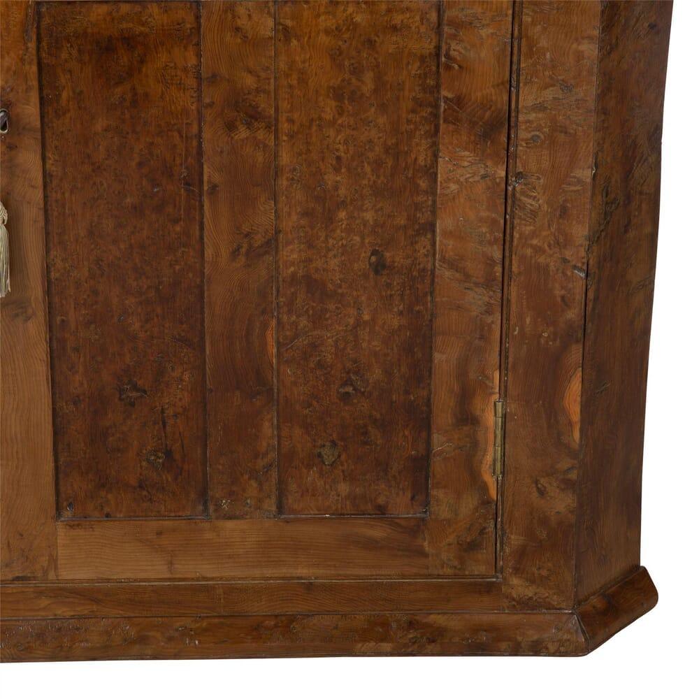 18th Century and Earlier Yew Wood Corner Cupboard