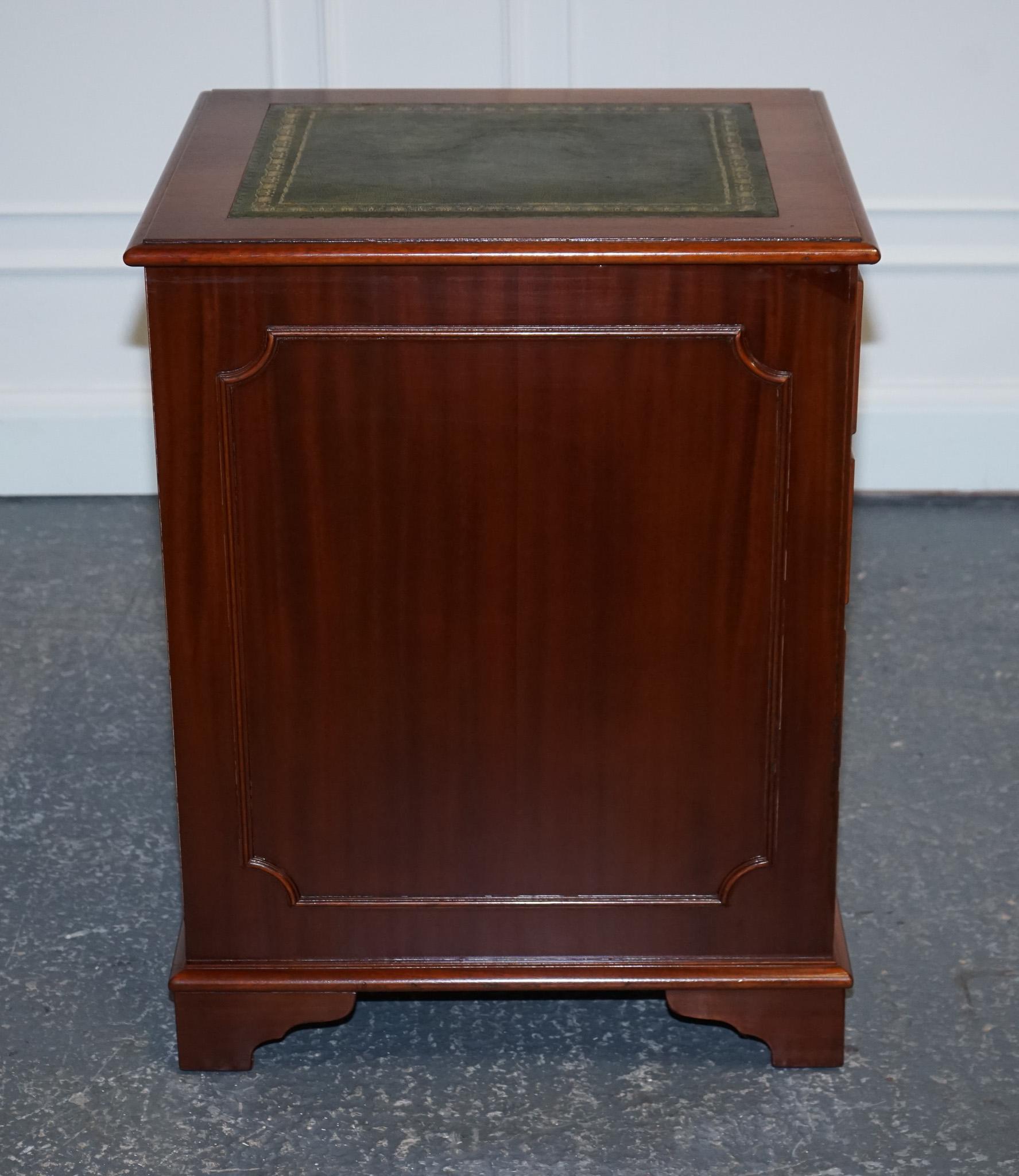 Yew Wood Green Leather Top Filling Cabinet For Sale 5