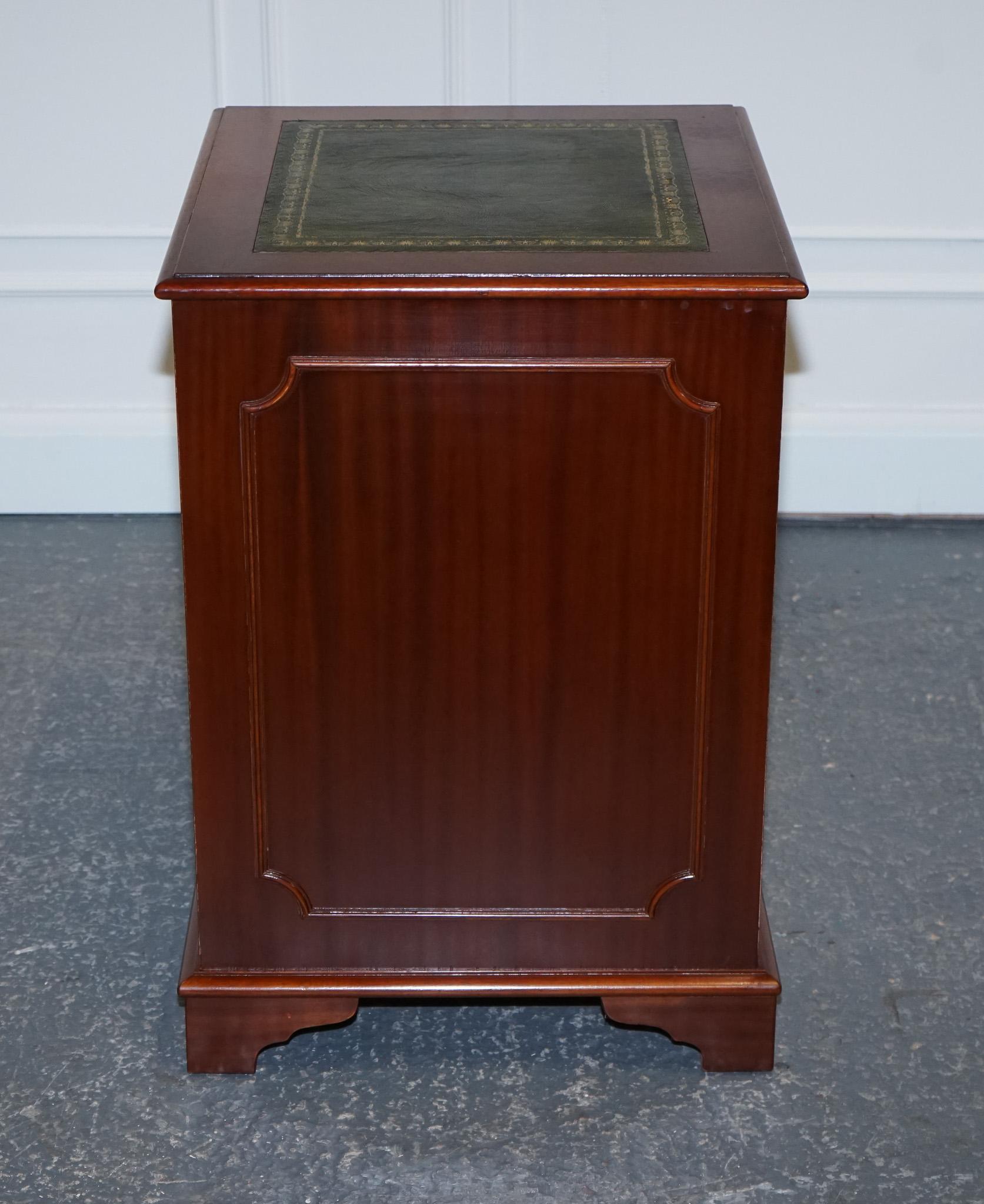 Yew Wood Green Leather Top Filling Cabinet For Sale 6