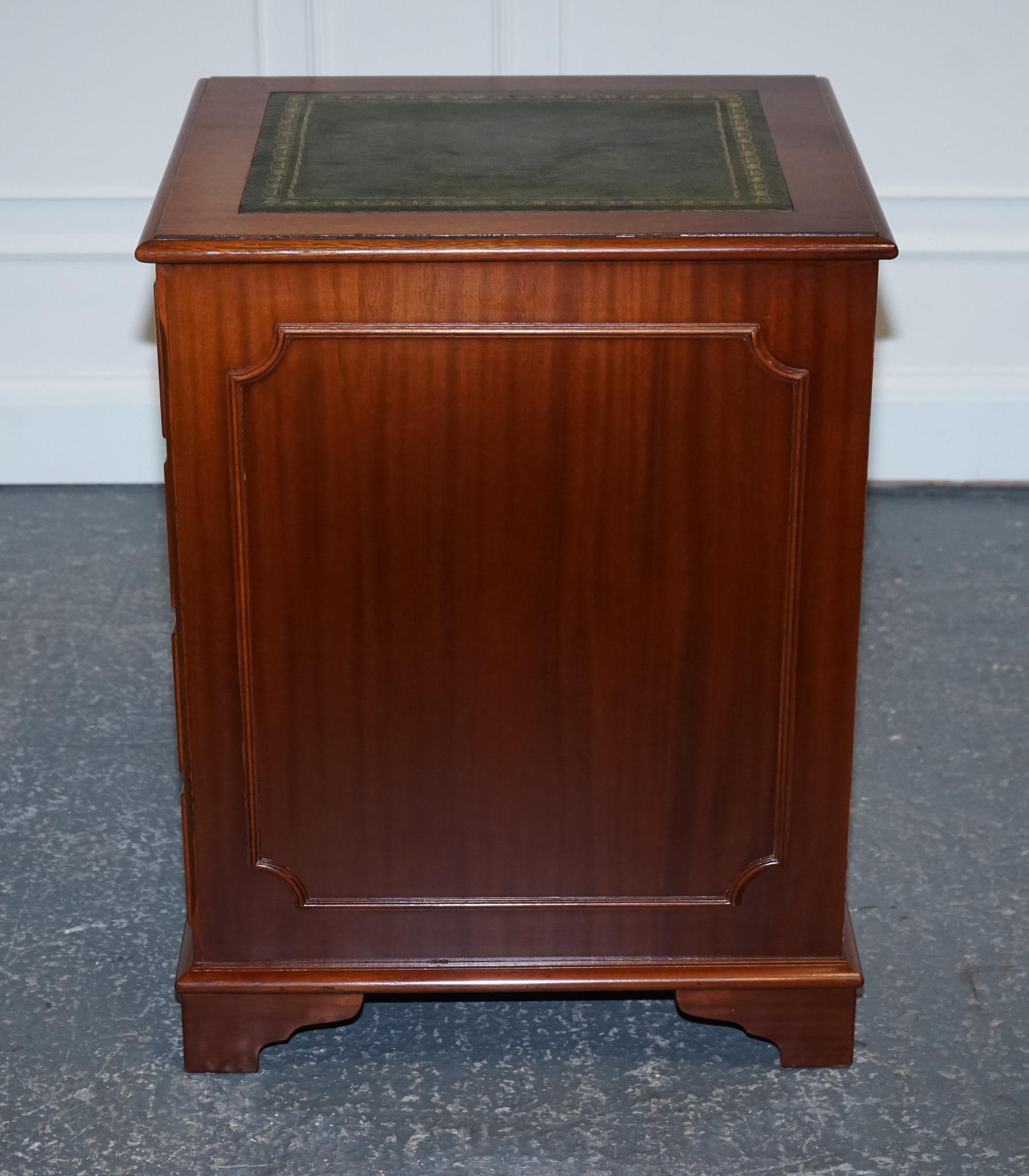 Yew Wood Green Leather Top Filling Cabinet For Sale 7