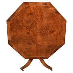 Yew Wood Hexagonal Table Inlaid Stamped Gillows
