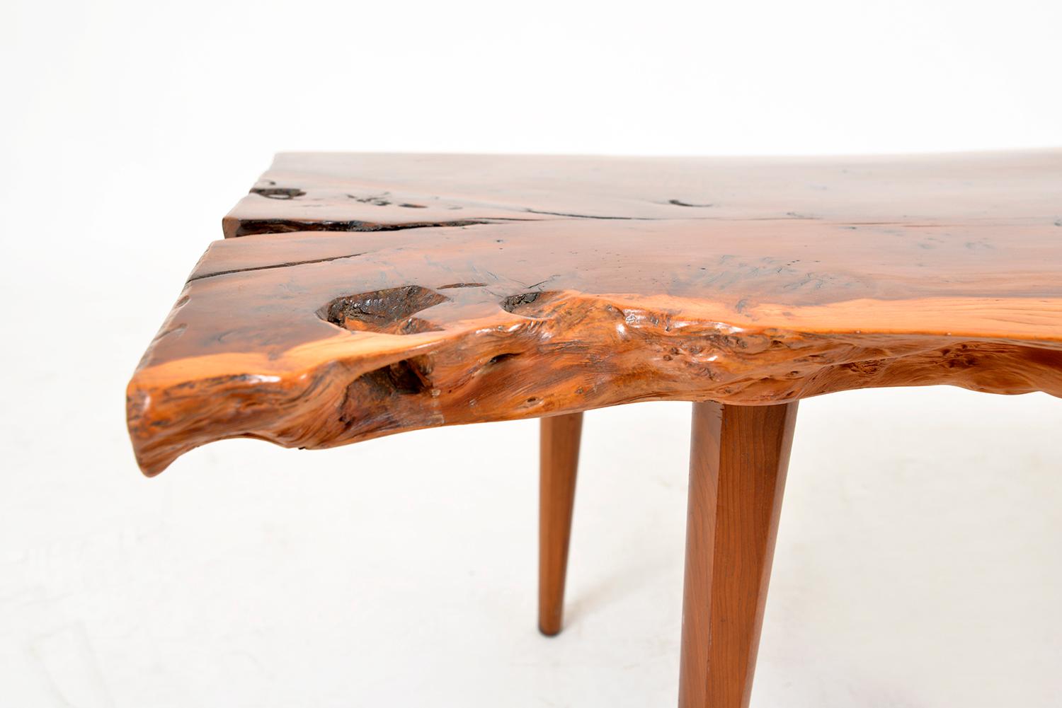 Yew Wood Live Edge Plank Coffee Table by Reynolds of Ludlow English 1950s 1960s 5