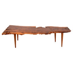 Yew Wood Live Edge Plank Coffee Table by Reynolds of Ludlow English 1950s 1960s