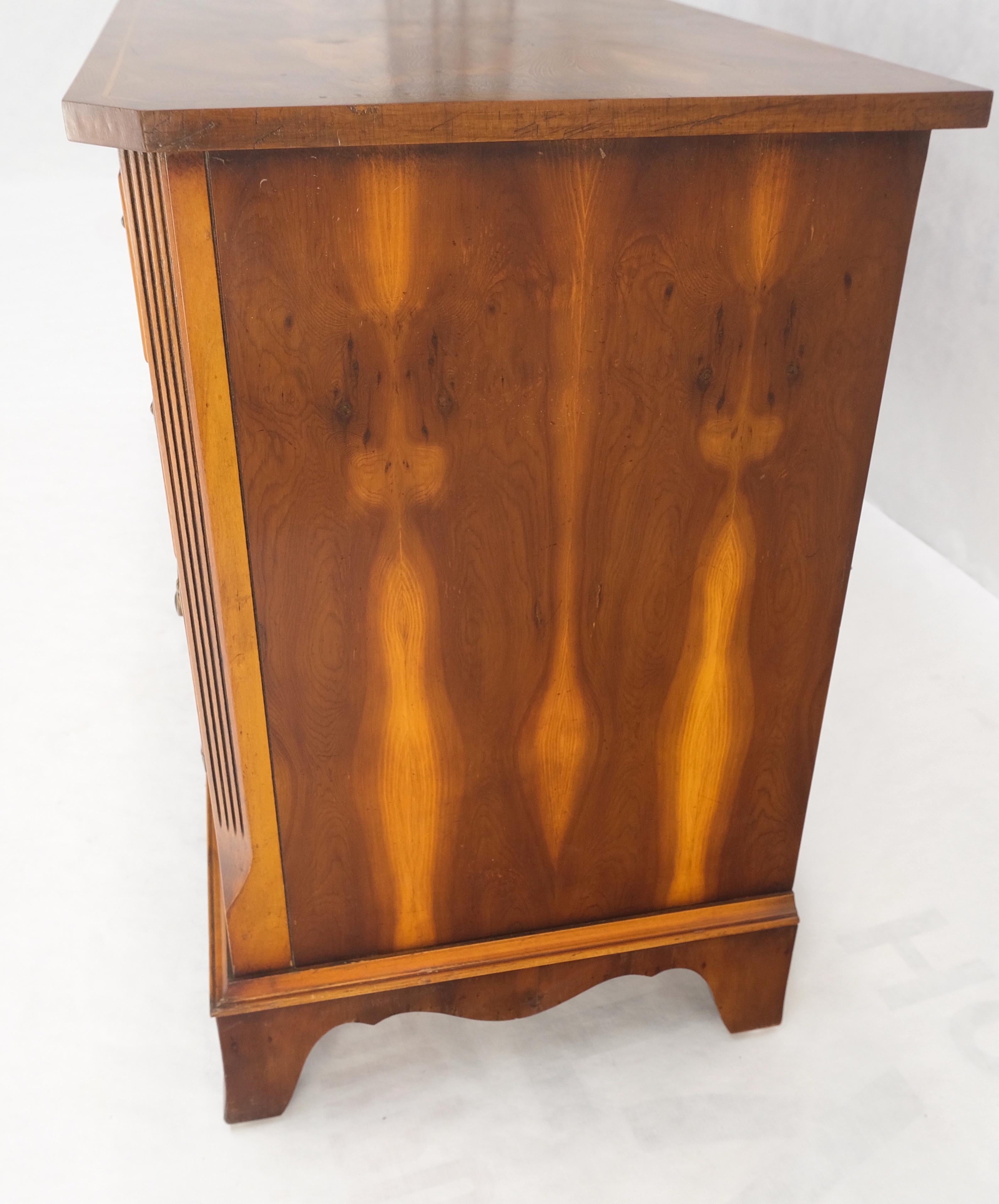 Yew Wood Long 9 Drawers Long Pencil Inlaid Dresser Credenza Brass Drops MINT! For Sale 8