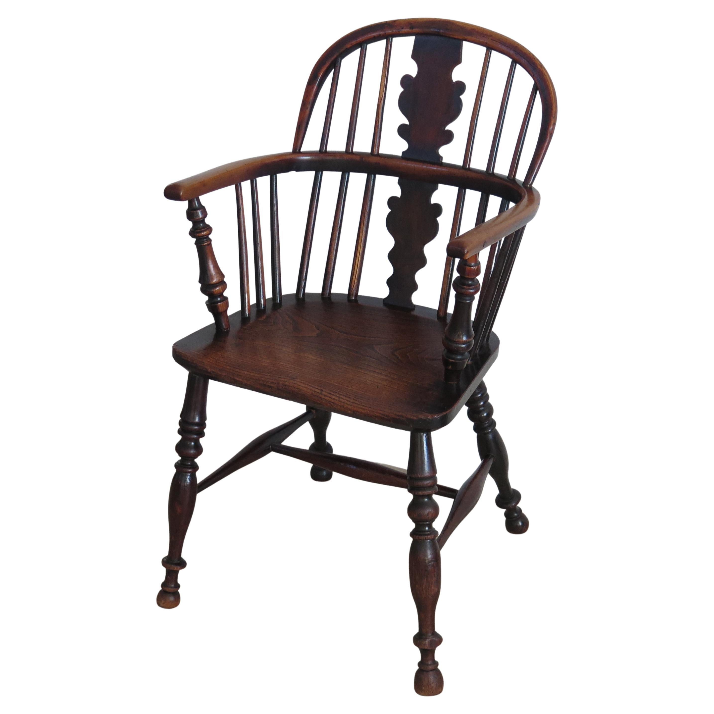 Yew Wood Low-Back Windsor Armchair, North East Yorkshire England, Circa 1850