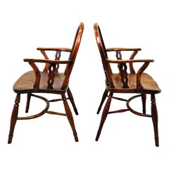 Yew Wood Pair Of 19th Century Windsor Armchairs