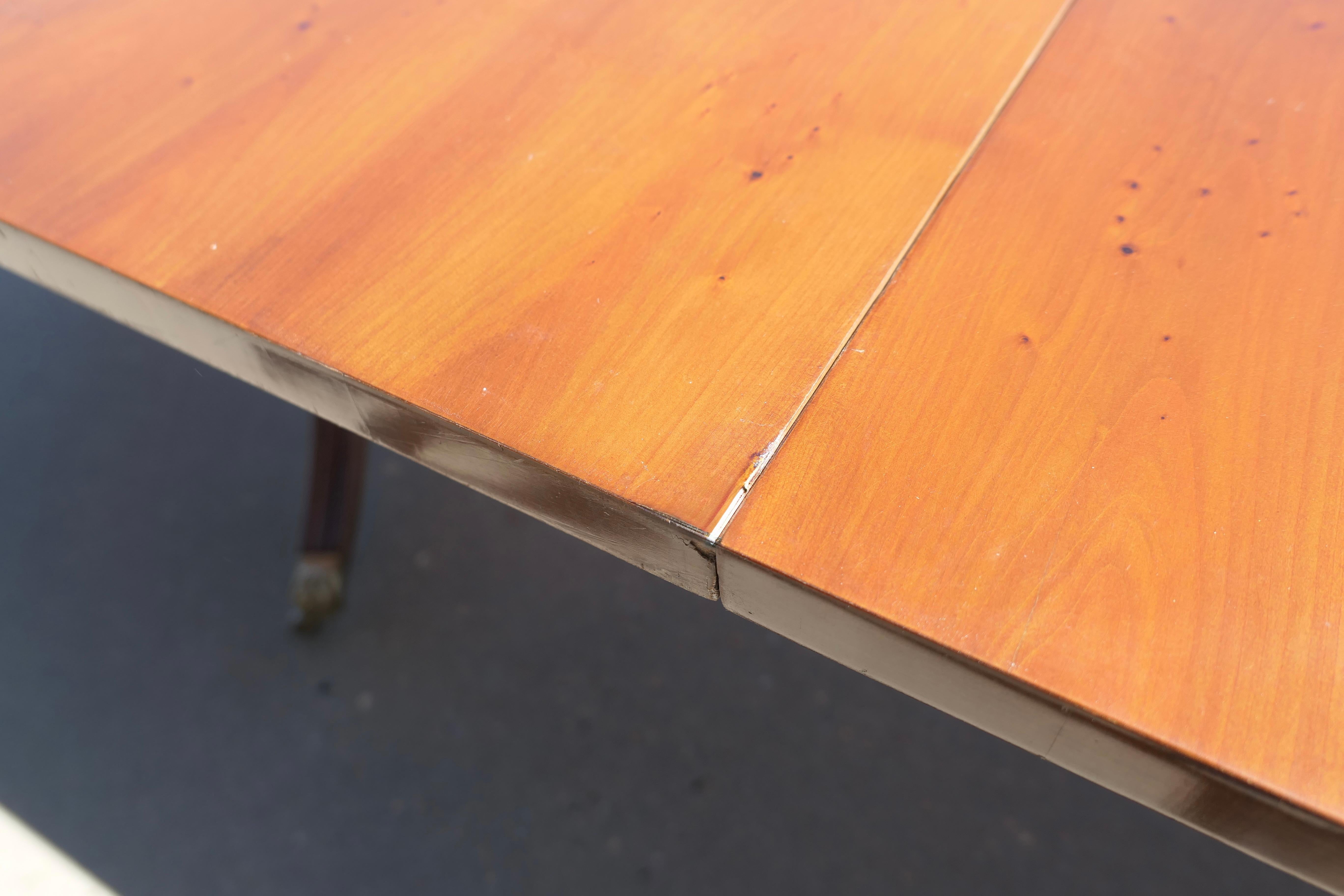 Yew Wood Pedestal Dining Table Extends to Seat 14 For Sale 5