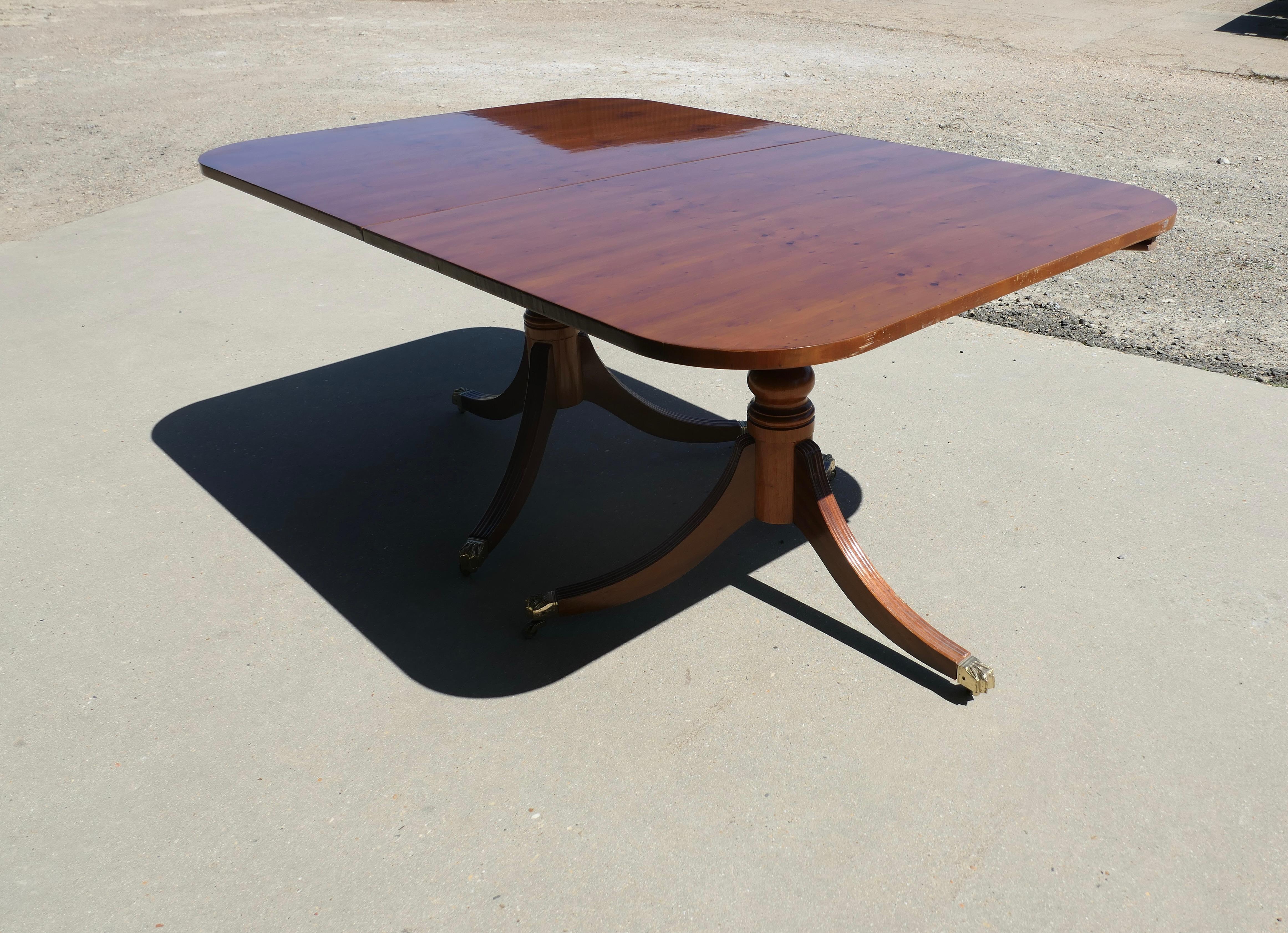Yew Wood Pedestal Dining Table Extends to Seat 14 


The Handsome table is a roomy 10 place piece, with the addition of both of its 2 leaves it will accommodate 14 comfortably. The table is a beautiful piece showing the very attractive grain of the