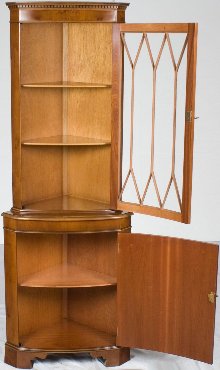 Yew Wood Single Door Narrow Tall Corner Cabinet Cupboard ...