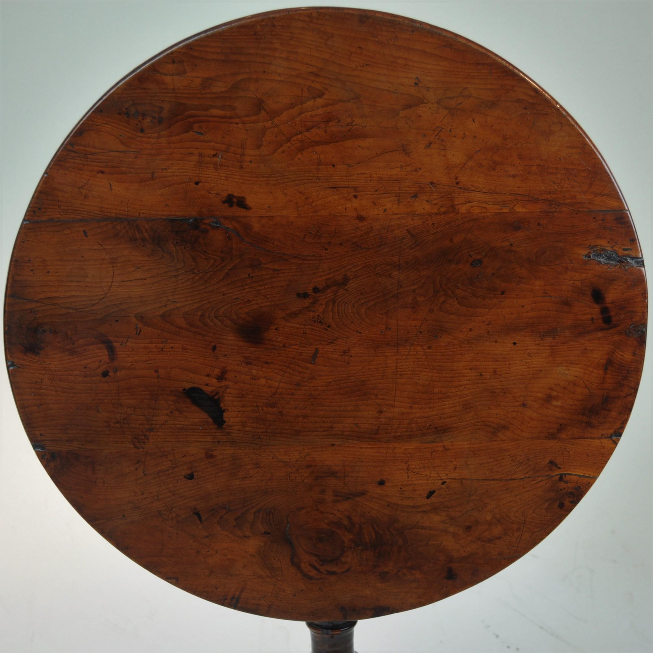 English Yew Wood Tripod Table For Sale