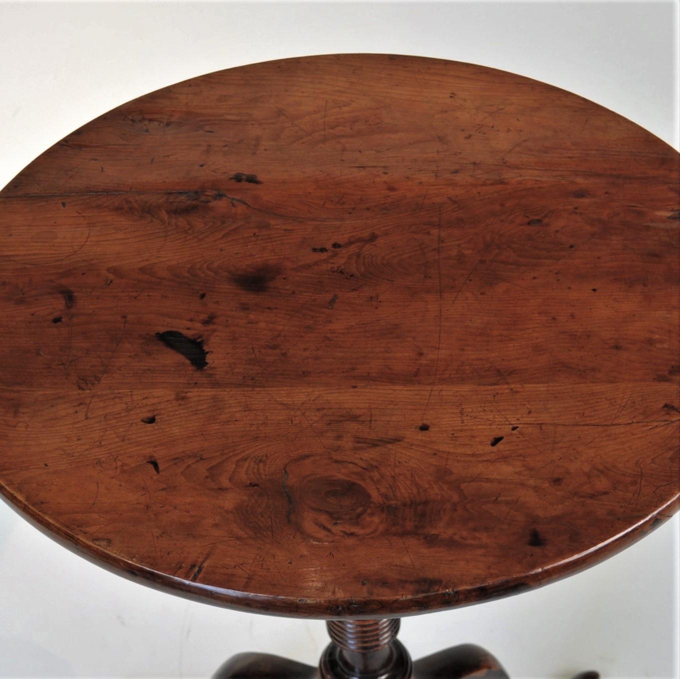 Yew Wood Tripod Table For Sale 1