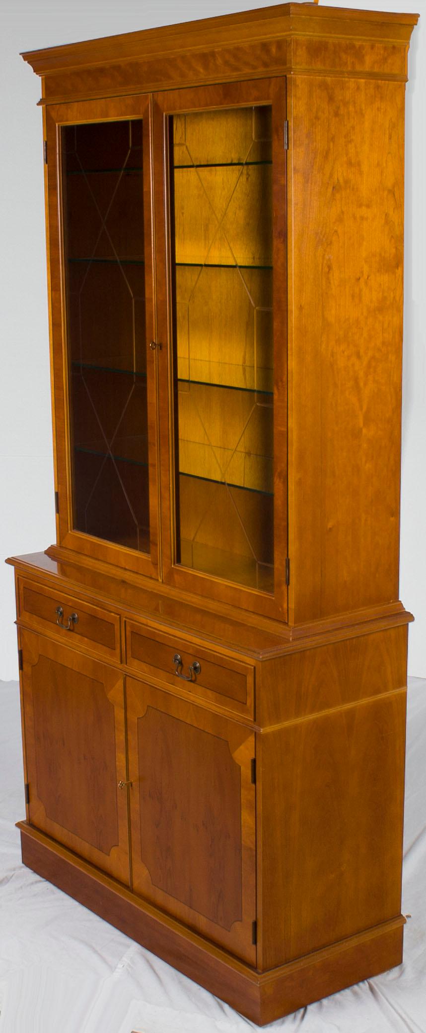 short china cabinet with glass doors