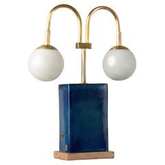 Yeye Table Lamp w/Stoneware Ceramic, Hardwood, Blown Glass Globes, Made in MX