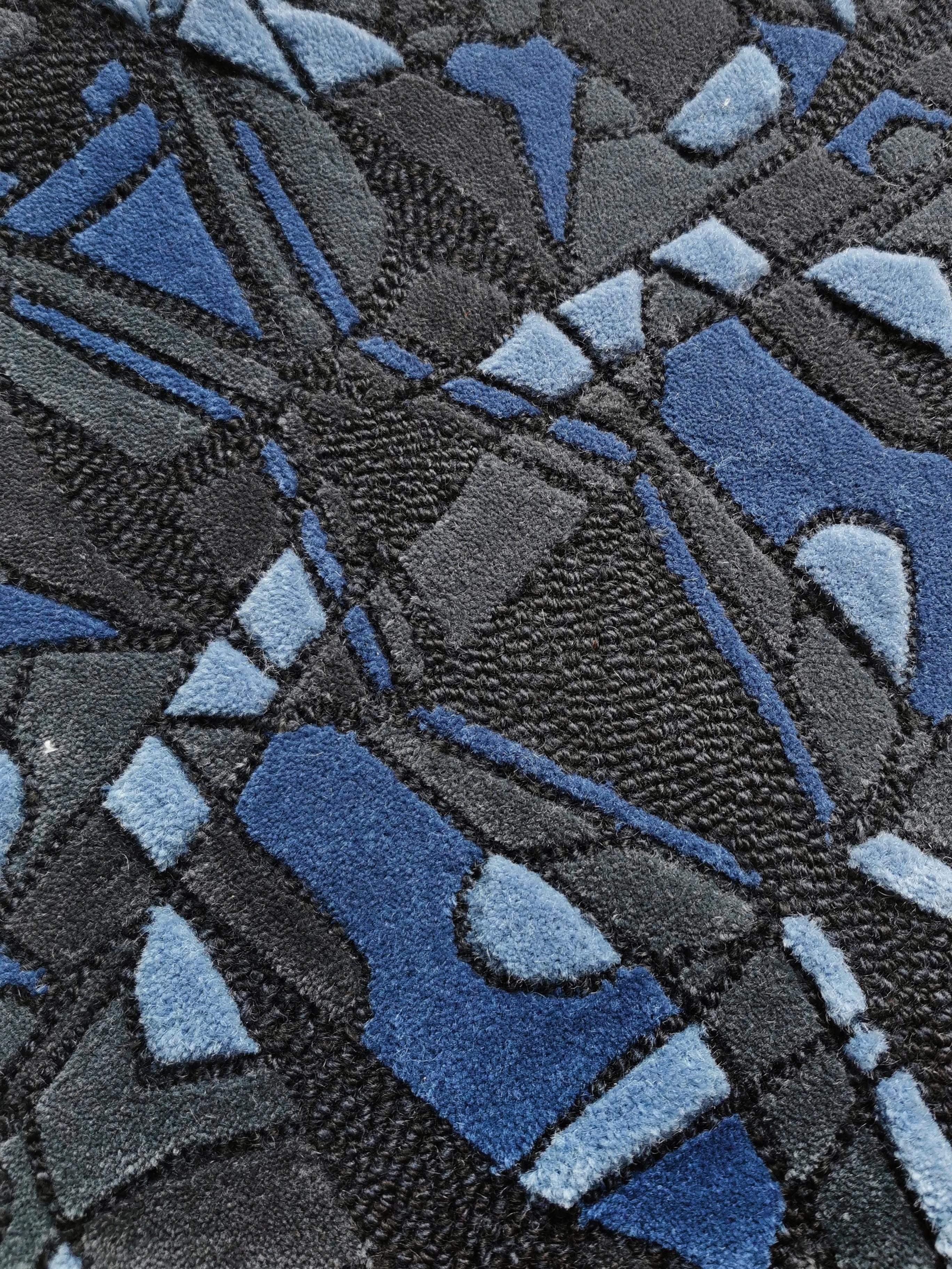 Norwegian Yggdrasil Blue Rug by Volver Studios For Sale