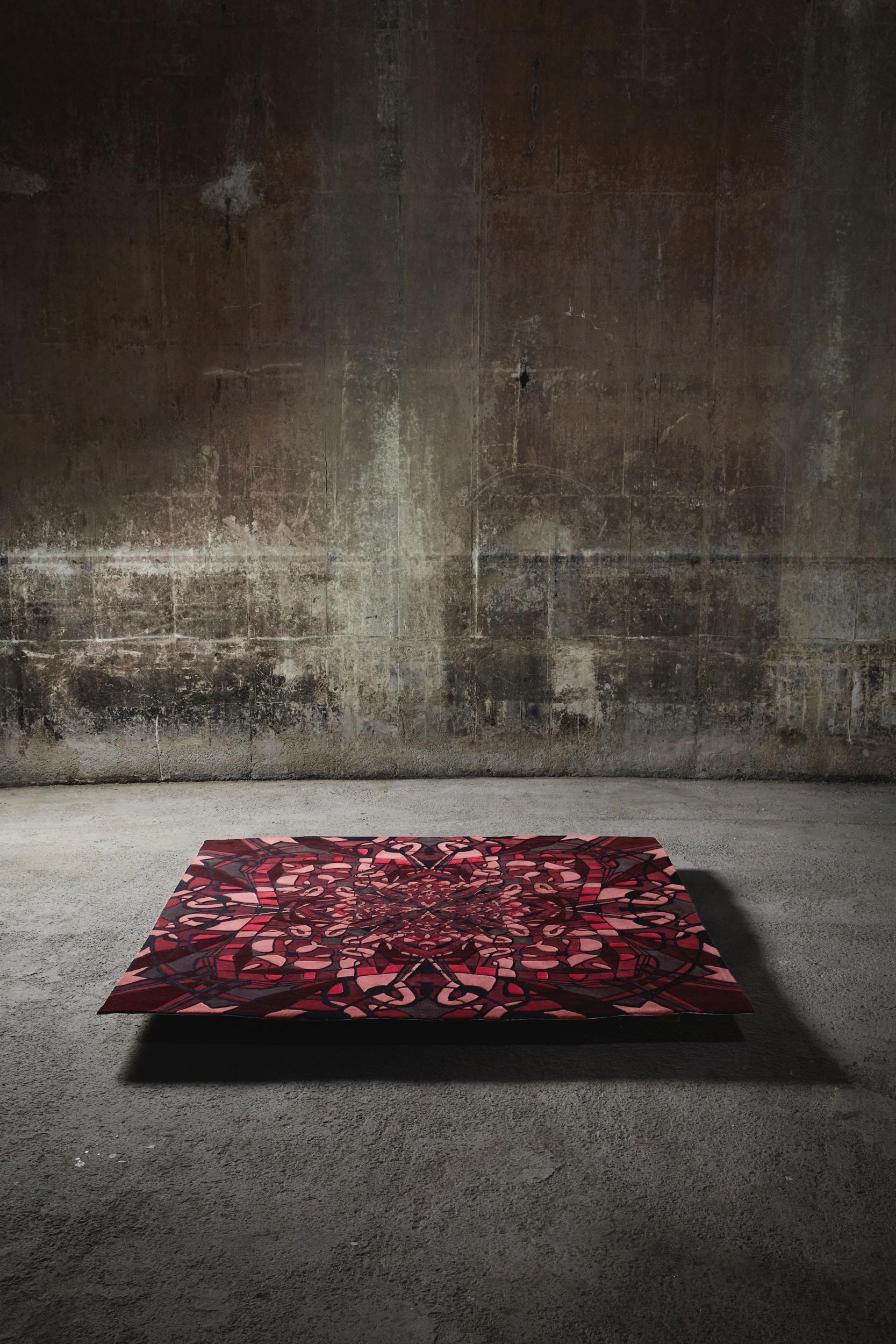 Post-Modern Yggdrasil Red Rug by Volver Studios For Sale