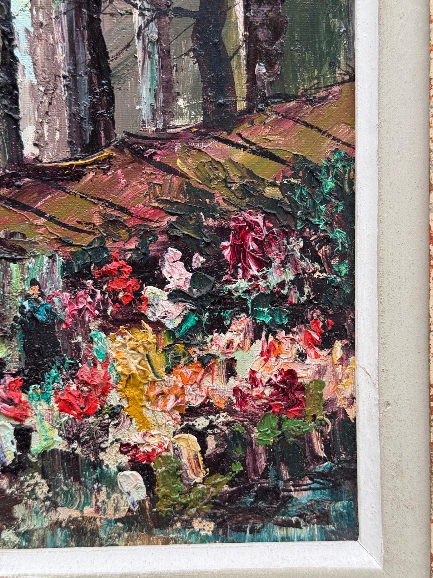 Impressionistische französische Ansicht von La Madeleine Paris, Frankreich, Mitte des Jahrhunderts (Grau), Figurative Painting, von Y.Gonez