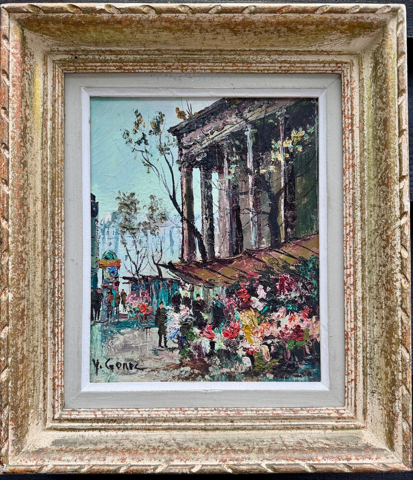 Y.Gonez Figurative Painting – Impressionistische französische Ansicht von La Madeleine Paris, Frankreich, Mitte des Jahrhunderts