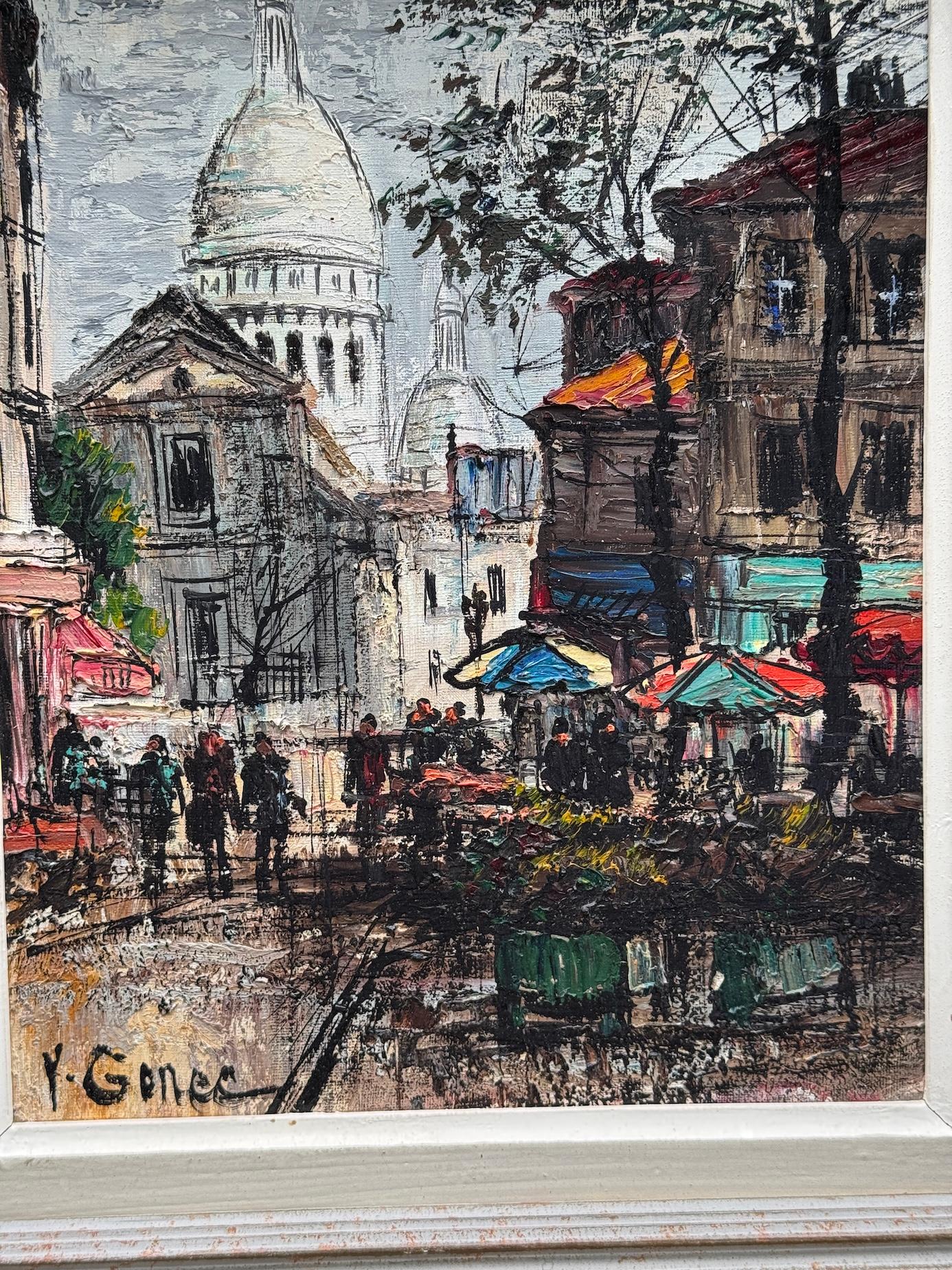 vue impressionniste française du milieu du siècle de Montmartre, Paris, France - Painting de Y.Gonez