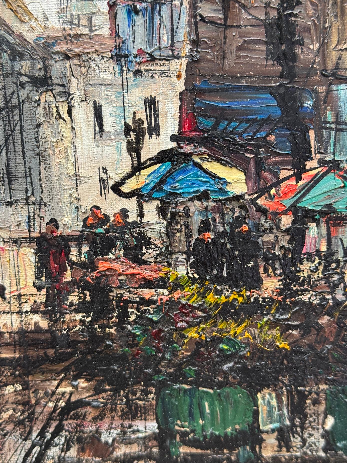 vue impressionniste française du milieu du siècle de Montmartre, Paris, France - Gris Landscape Painting par Y.Gonez