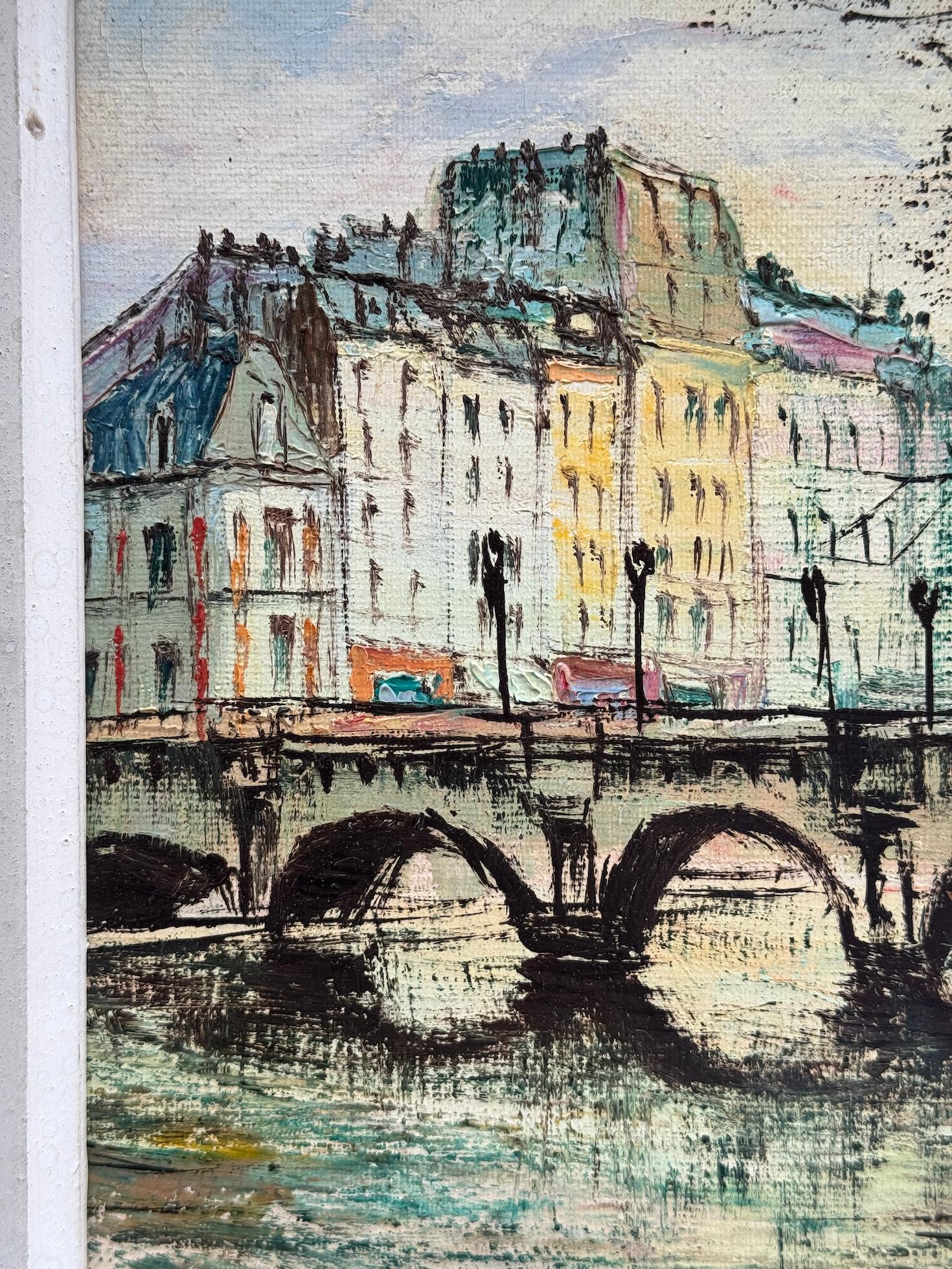 vue impressionniste française du milieu du siècle dernier du Ponte Nerf, Paris, France en vente 1
