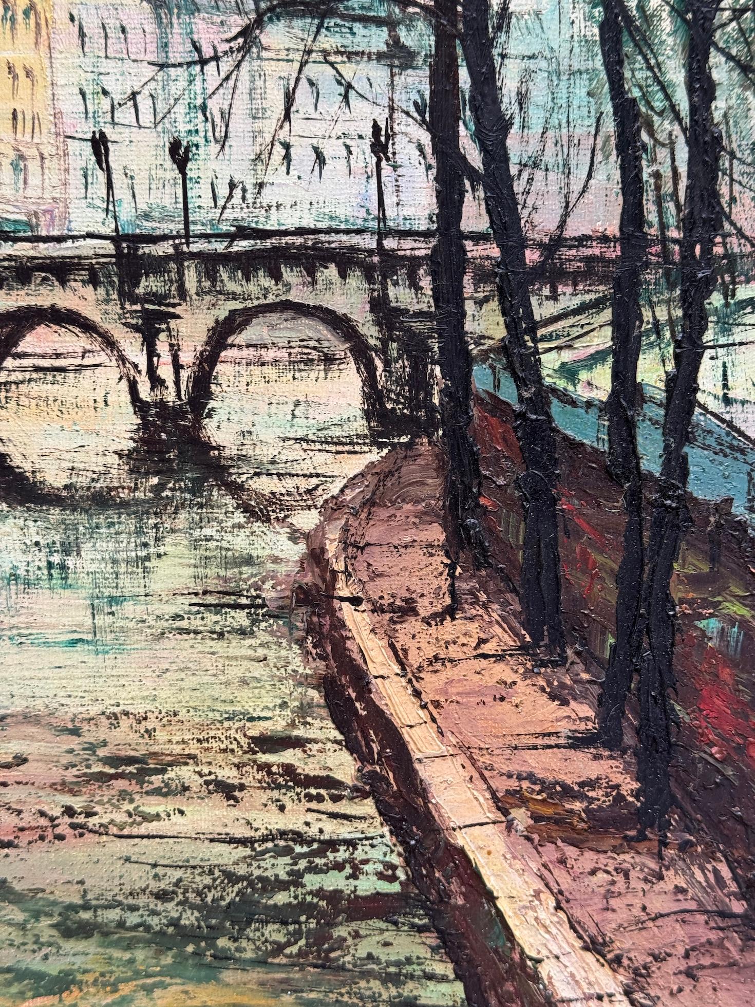 vue impressionniste française du milieu du siècle dernier du Ponte Nerf, Paris, France en vente 2