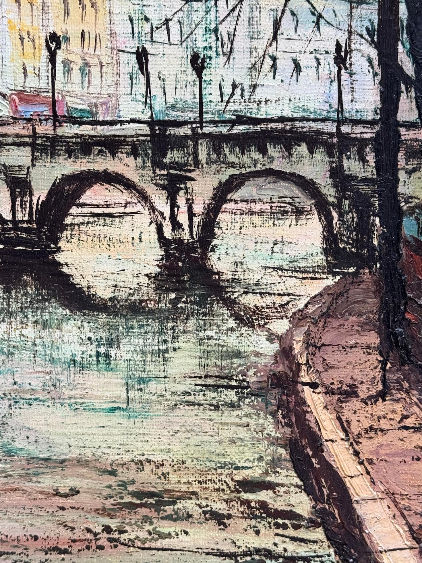 vue impressionniste française du milieu du siècle dernier du Ponte Nerf, Paris, France en vente 3