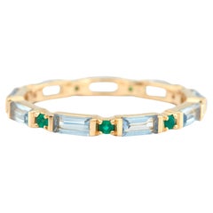 YI Collection Aquamarine & Emerald Infinity Ring 18k