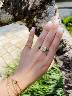 YI Collection Aquamarine & Tsavorite circa Ring in 18k