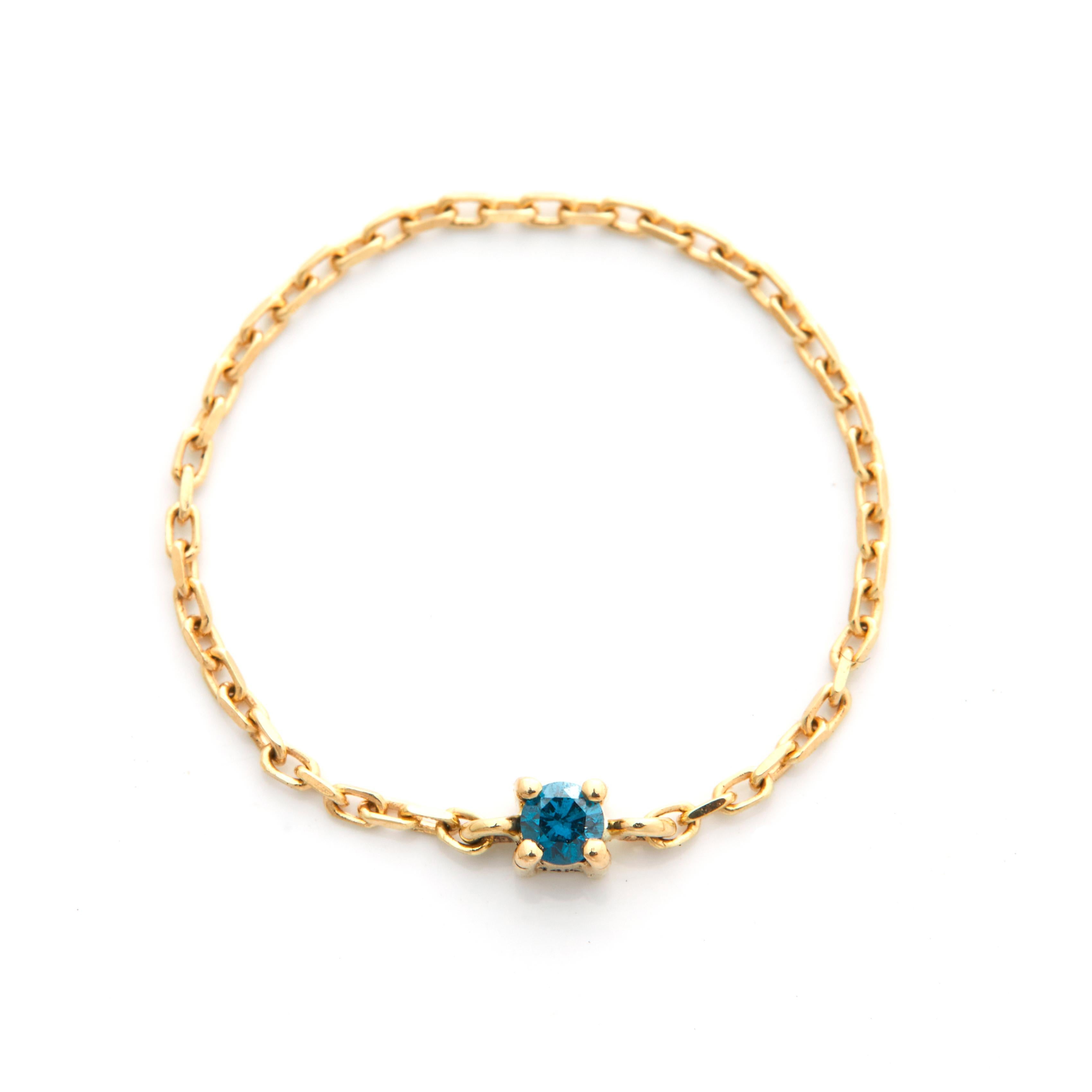 Modern YI Collection Blue Diamond Chain Ring For Sale