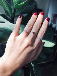 YI Collection Blue Topaz Heart Chain Ring