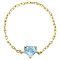 YI Collection Blue Topaz Heart Chain Ring