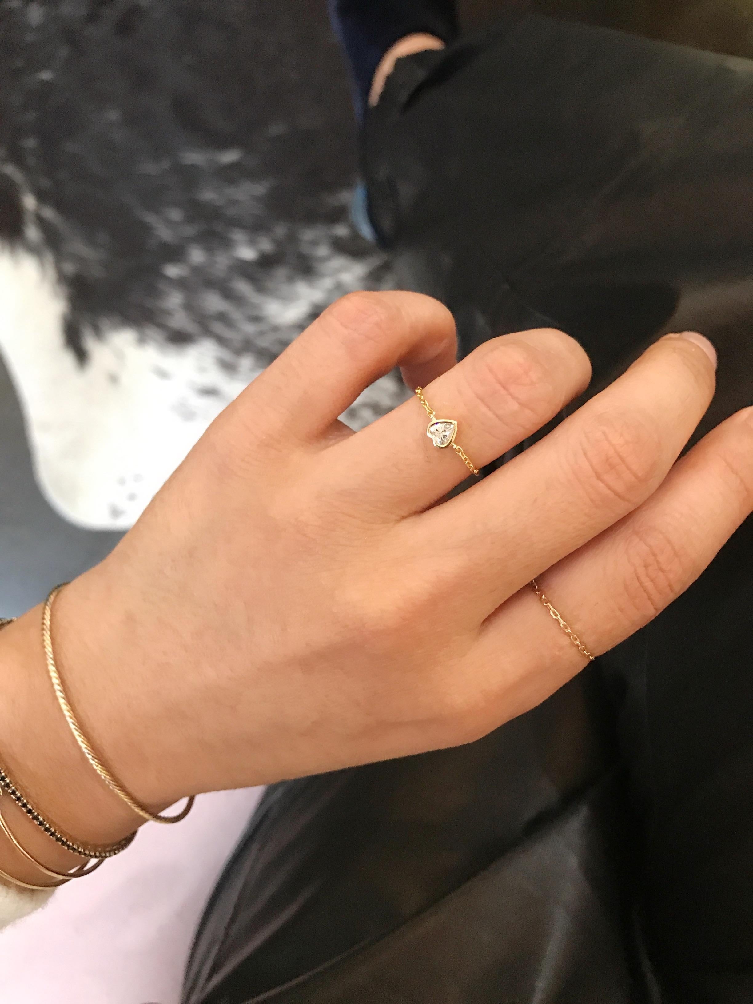Modern YI Collection Diamond Heart Chain Ring For Sale