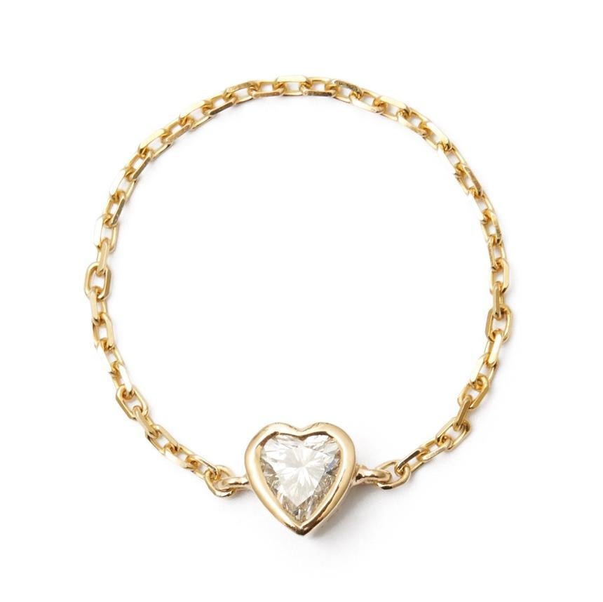 YI Collection Diamond Heart Chain Ring In New Condition For Sale In New York, NY