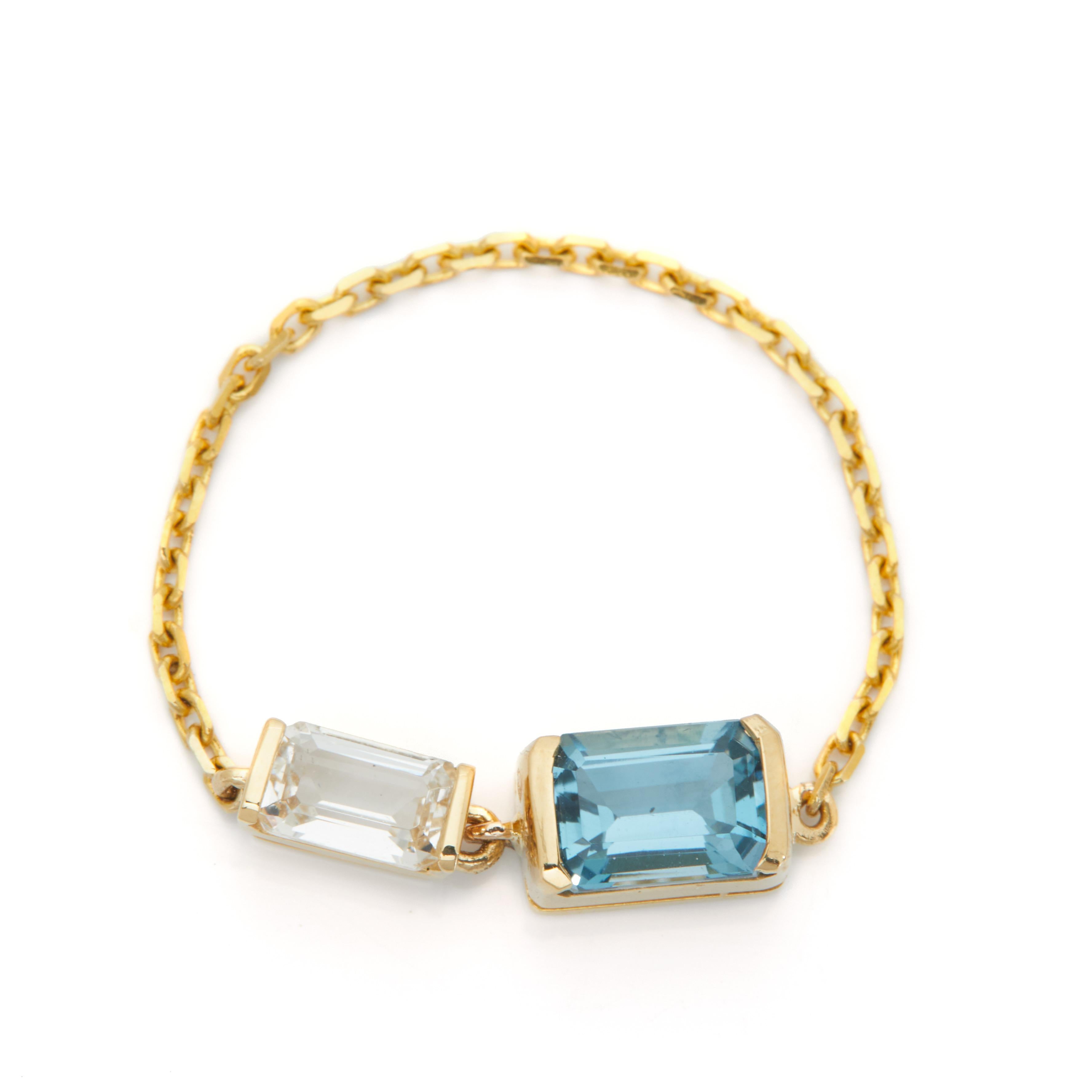Modern YI Collection Double topaz Chain Ring For Sale