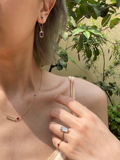 YI Collection Emerald & Amethyst chain earrings