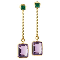 YI Collection Emerald & Amethyst chain earrings