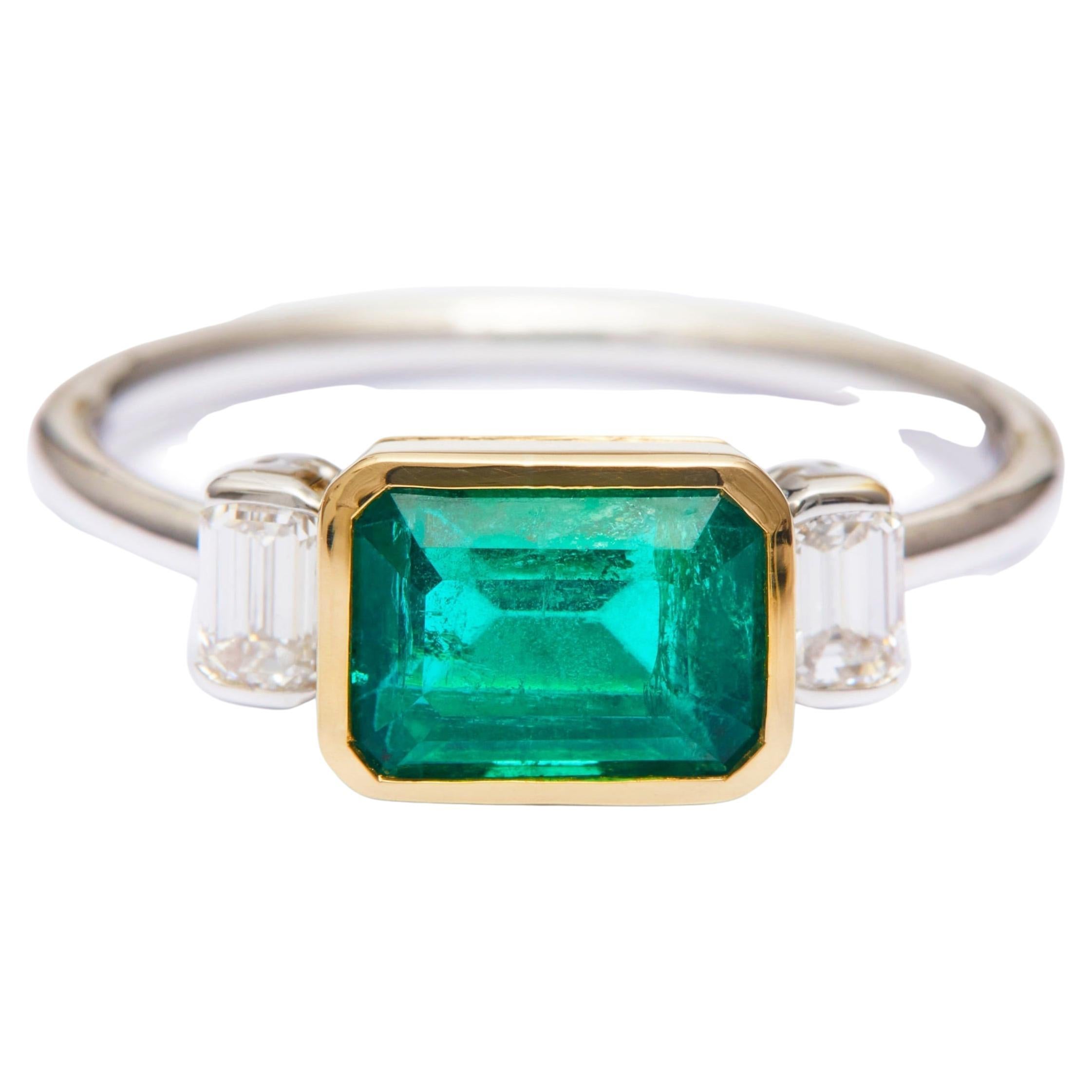 YI Collection Emerald & Diamond Forever Ring 18k For Sale