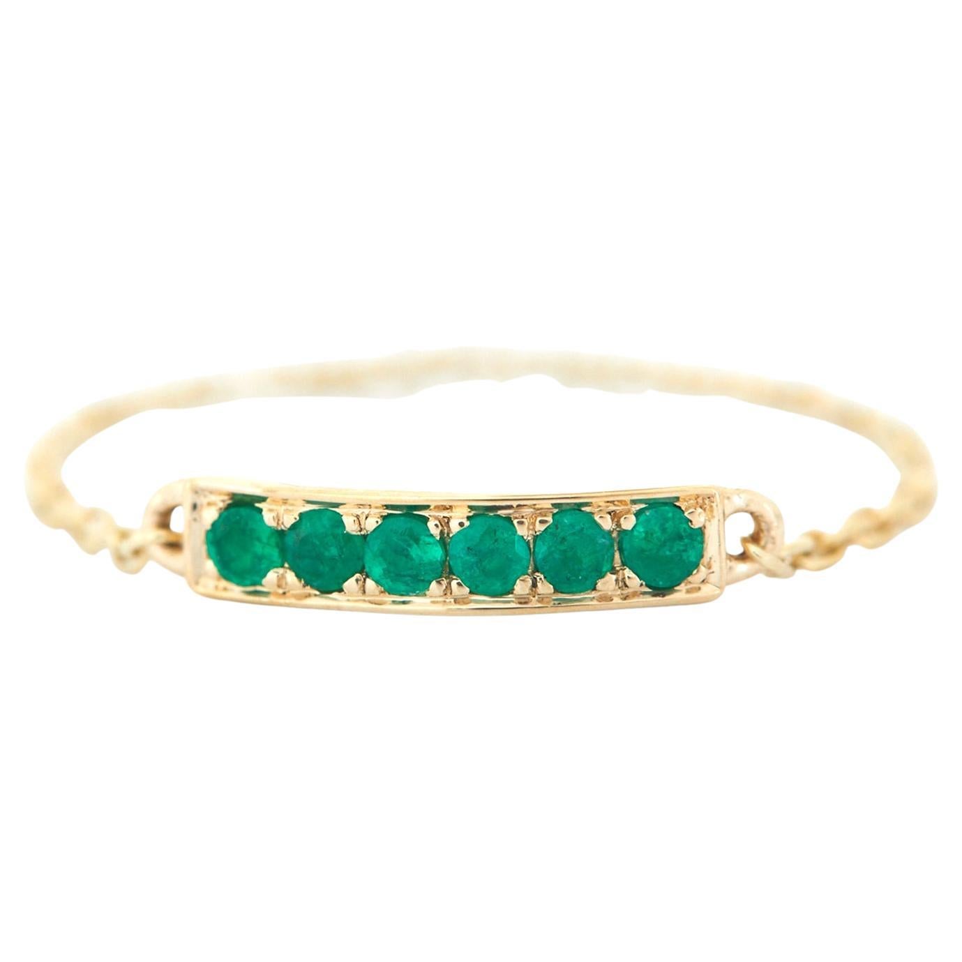 Yi Collection Emerald Lucky Bar Chain Ring For Sale