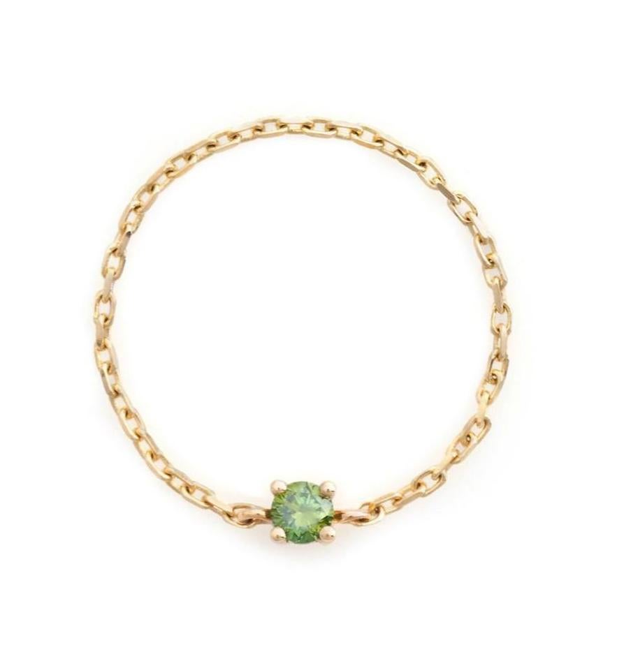 Round Cut YI Collection Green Diamond Chain Ring For Sale