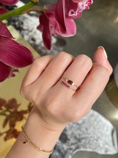 YI Collection Lucky Ruby Bar Chain Ring