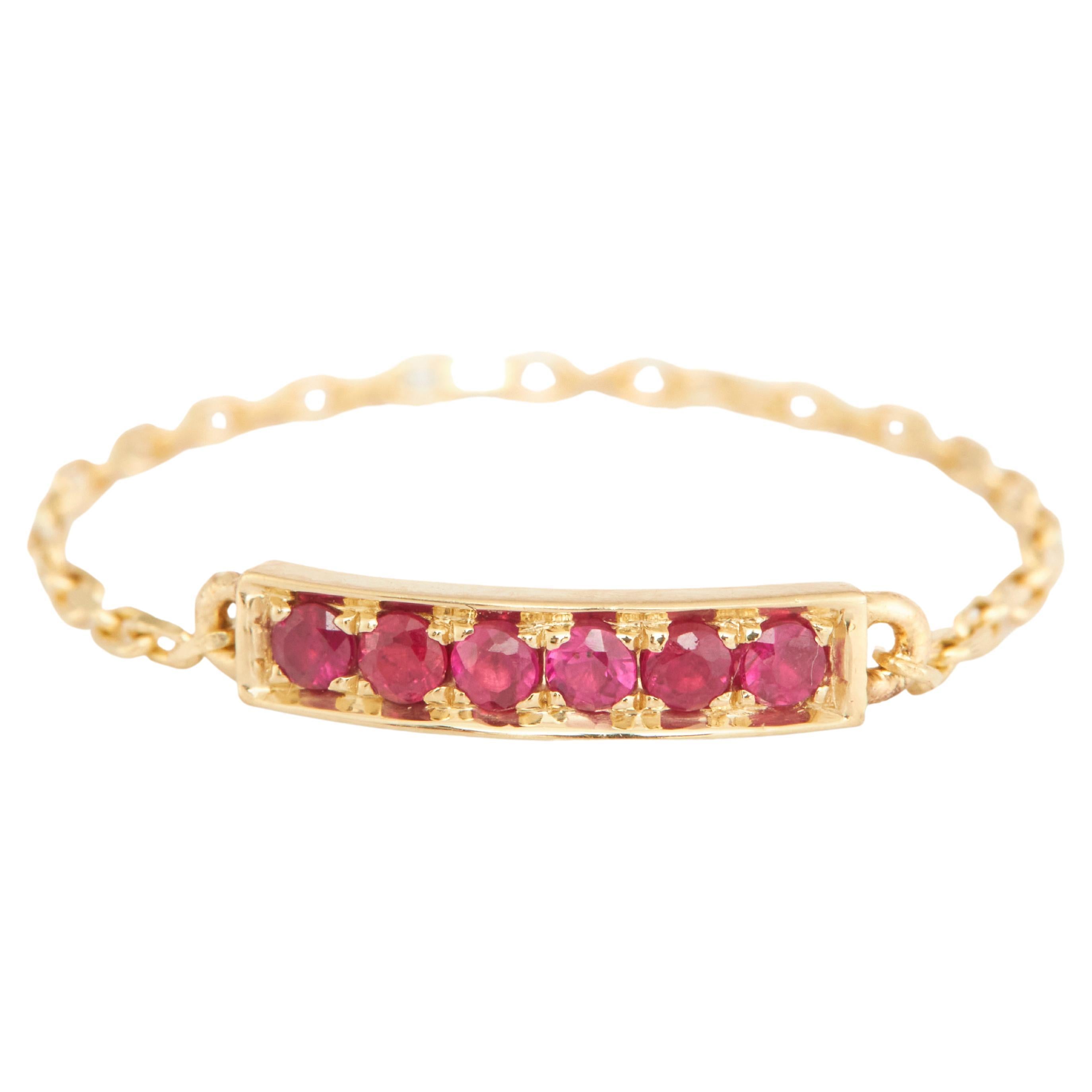 YI Collection Lucky Ruby Bar Chain Ring For Sale
