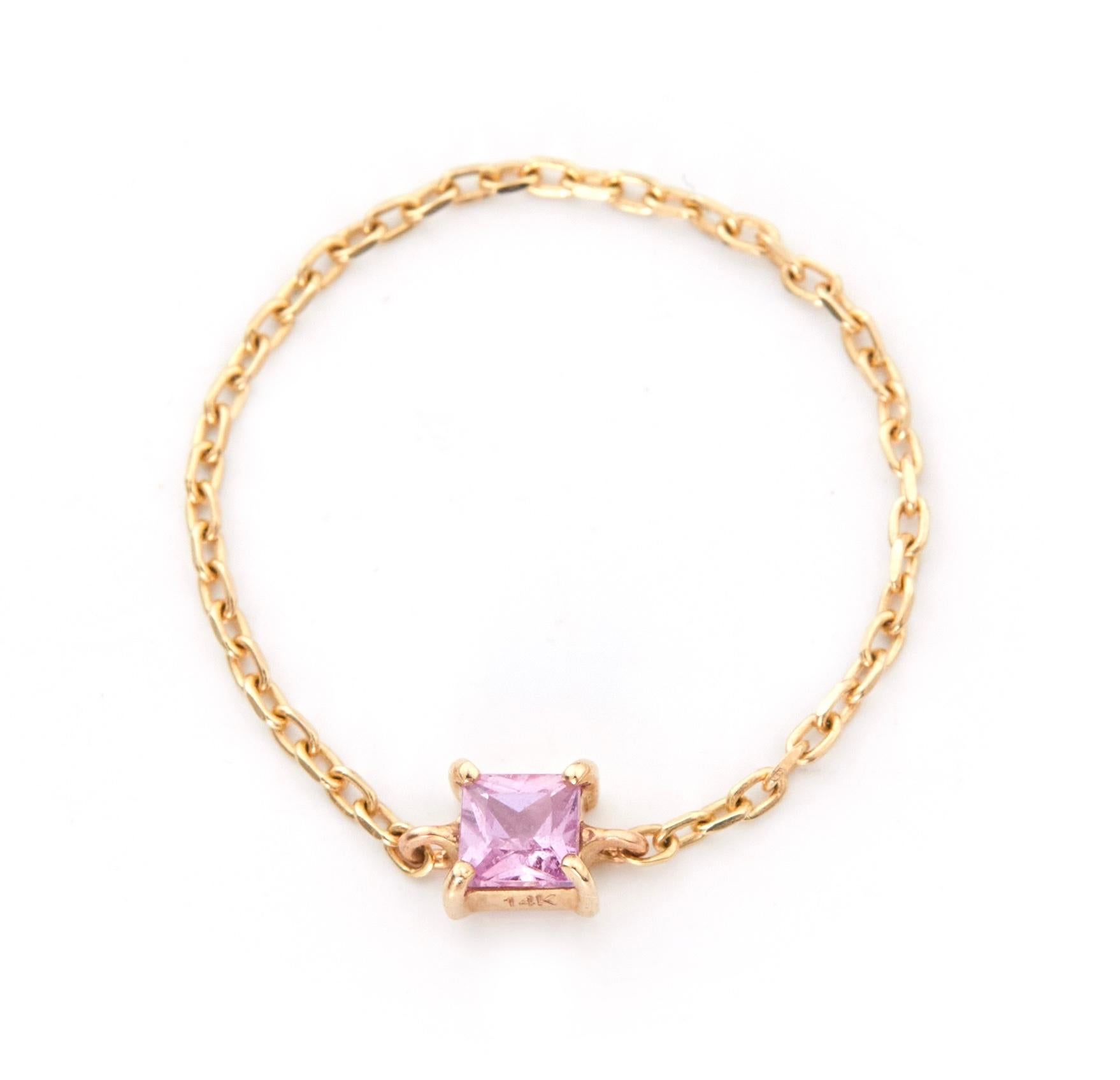 YI Collection Pink Sapphire Chain Ring In New Condition For Sale In New York, NY